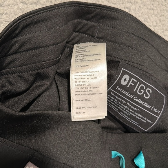 Figs Zamora FREEx Mesh Lined Jogger Scrub Pants Women'sSize XS/T Black W23SW2005 - Picture 5 of 6